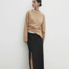 Laminated Shawl Round Neck Sweater Woman