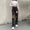 Casual Trendy Sexy Women's Jeans With Ripped Raw Edges