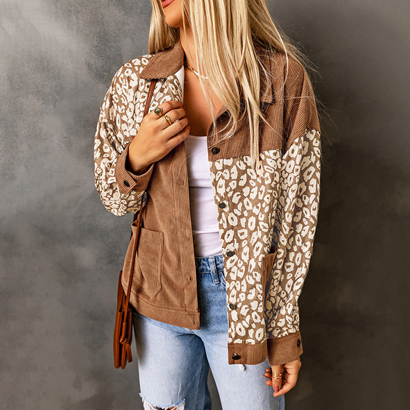 Femyza Corduroy Leopard Jacket