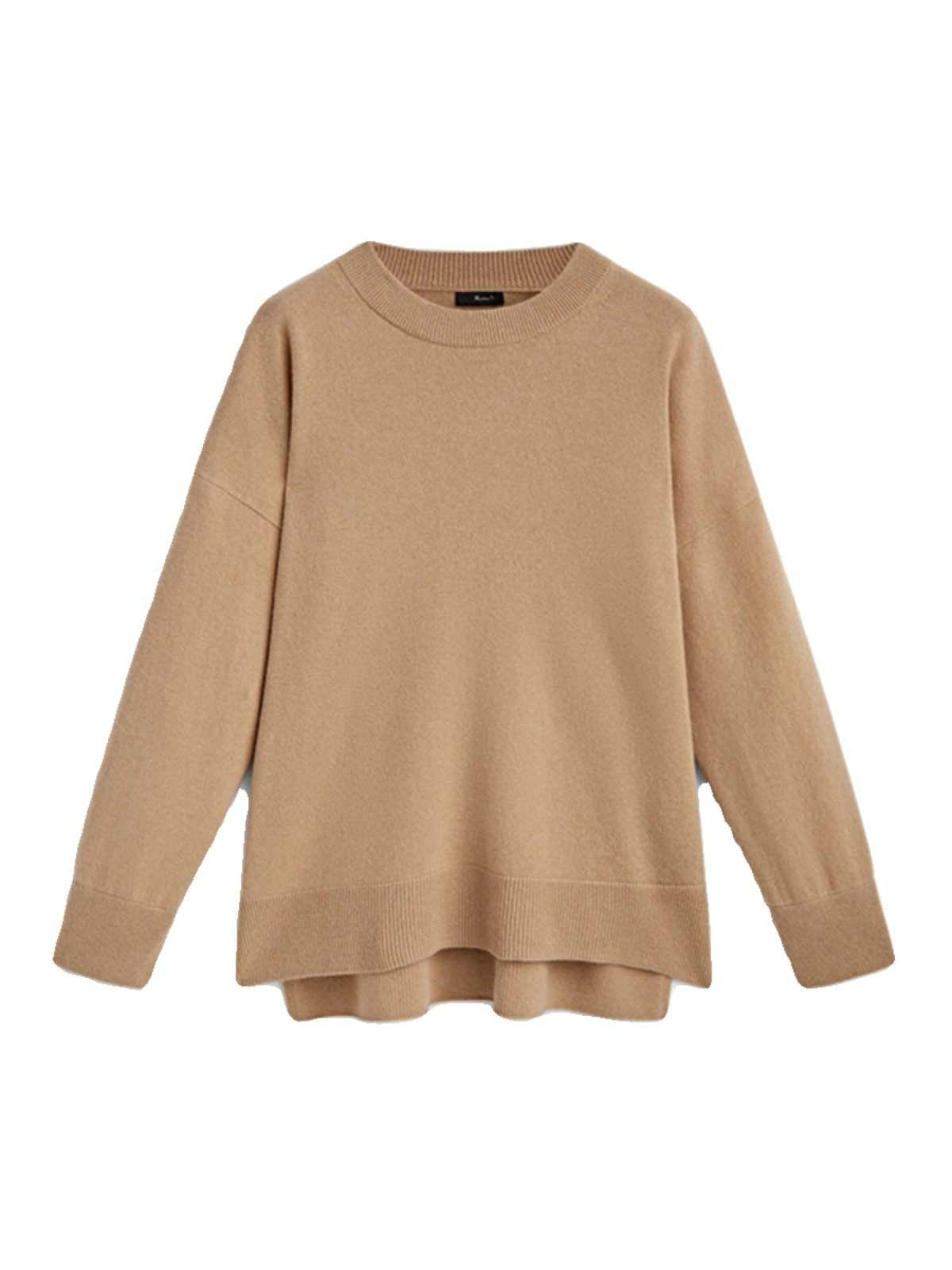Laminated Shawl Round Neck Sweater Woman