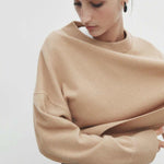 Laminated Shawl Round Neck Sweater Woman