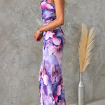 Flowers Print One-shoulder Dress Summer INS Casual Suspender Long Dresses Womens Clothing